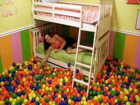a ballpit in an airbnb vacation house!