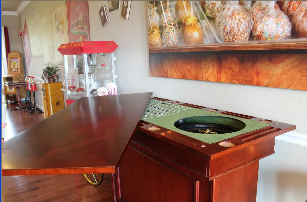 Popcorn Machine Cart in The Sweet Escape's Vintage Candy Themed Living Room