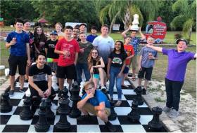 outdoor chess and outdoor checkers at luxury vacation house near Disney and Orlando